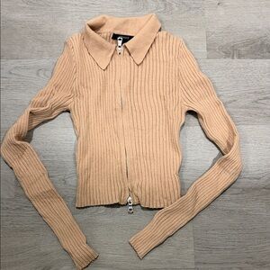 Forever 21 Tan Ribbed Cardigan Sweater
